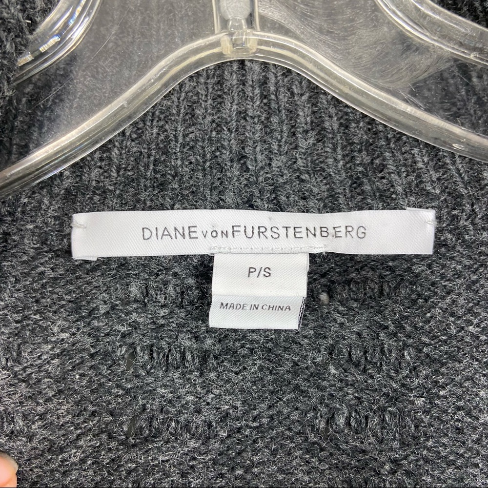DVF lambswool cashmere park city long quilted gray zip vest S/P - Picture 12 of 14
